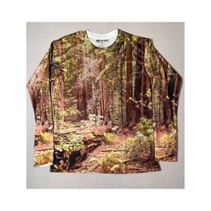 Get A Life Forest Trees Long Sleeve T-Shirt Nature Graphic Crewneck Medium‎